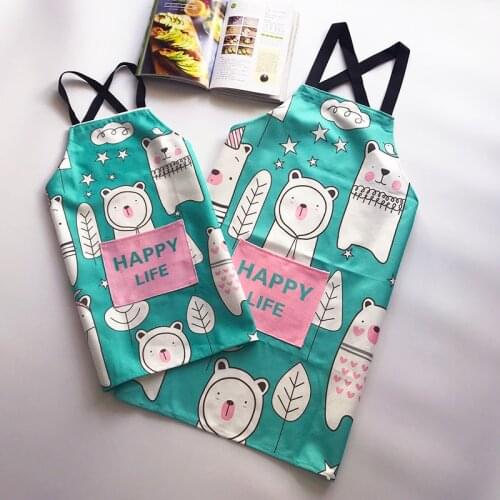 Nordic men and women home kitchen apron strap type oil-proof cotton and linen adult bib parent-child dishwashing gown