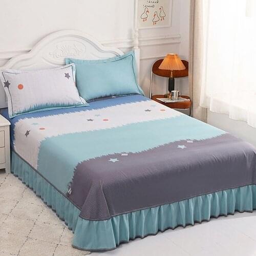 Home textile Bedding Sheet Thicken Flowers Printing Flat Sheets Skirt Bed Sheet Bedding Linen for King Queen Size No Pillowcase