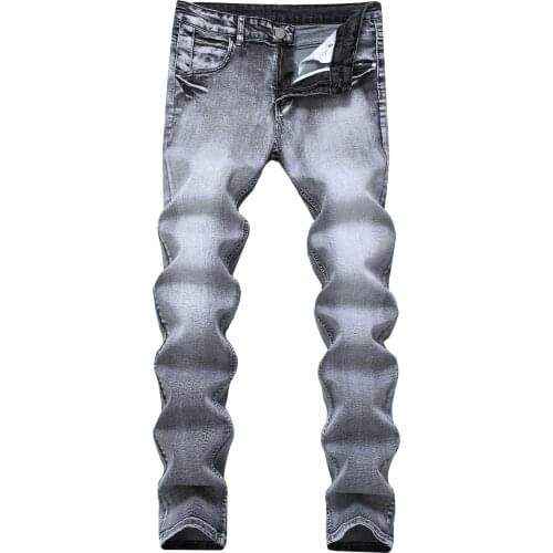 Men light gray stretch jeans, cultivate ones morality nostalgia The cowboy pants