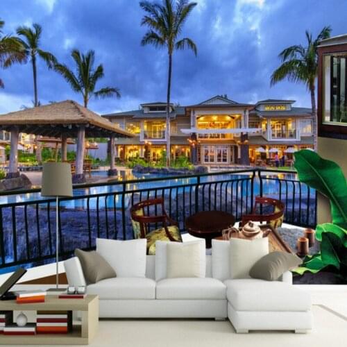 Photo wallpaper high definition balcony sea view room 3D TV backdrop customized mural living room wallpaper