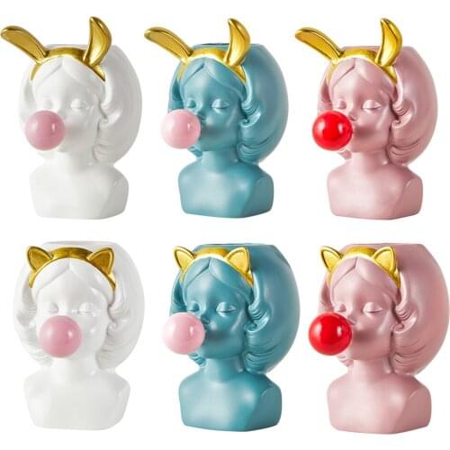 Vintage Girl Blowing Bubbles Succulent Planter Pot for Office House Balcony Landscape Creative Decorative Flower Pot - Pick