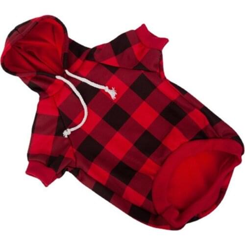 Cotton Plaid Dog Clothes Warm Pet Dog Hoodie Sweaters with Hat Pet Sweatshirt Puppy Doggie Hooded Outfits Coat Cat Apparel