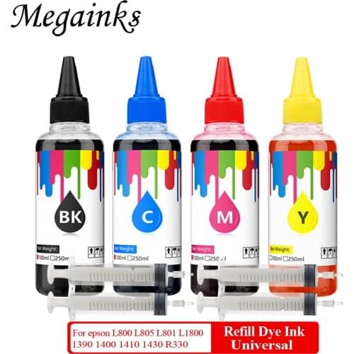 4PC x 100ml Universal Refill dye ink For epson 1390 1400 1410 1430 L1800 L800 L805 R330 all desktop printer cartridge & ciss dye