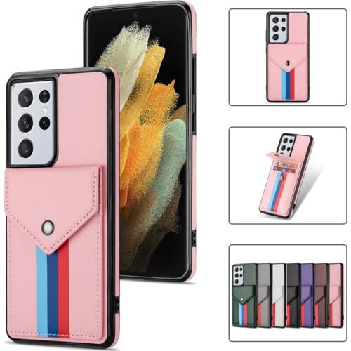 A12 A52 A72 A51 A71 Lanyard Leather Phone Case For Samsung Galaxy S21 Plus S20 FE Note 20 Ultra Wallet Card Holder Stand Cover