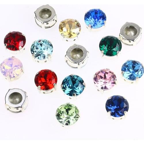 Round Sew On Rhinestones With Claw Pointback Glitter Crystal K9 Glass Strass For Needlework Cloths Loose Diamond Stone Gift DIY