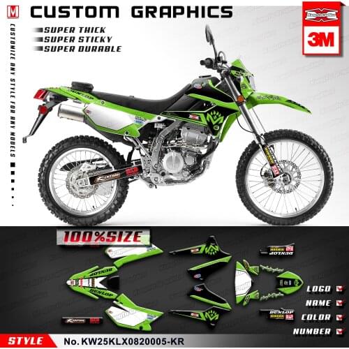 KUNGFU GRAPHICS Dirt Bike Decals Custom Vinyl Sticker Kit for KLX 250 S D-Tracker X Final Edition 2008 2009 2010 2011 to 2020