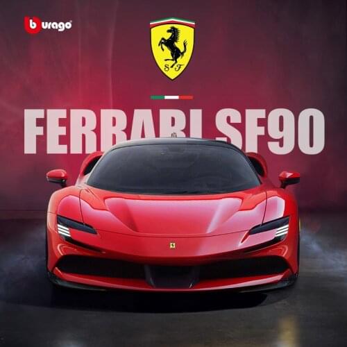 Bburago 1:24 Ferrari SF90 Car Model Die-casting Metal Model Children Toy Boyfriend Gift Simulated Alloy Car Collection