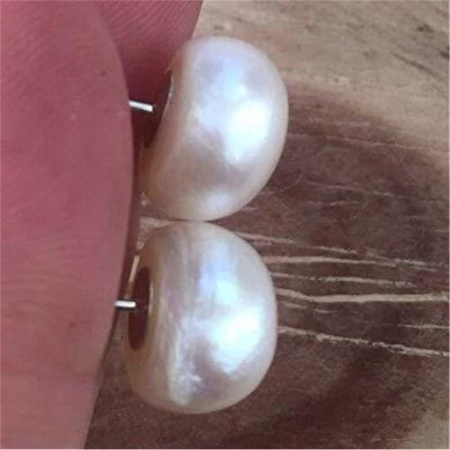 Fashion 11-12mm White Baroque Pearl Earrings 18k Ear Stud Jewelry Cultured Classic Flawless Gift Dangle Real Party Mesmerizing