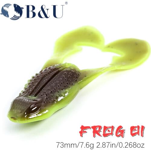 B&U 73mm Soft Fishing Lure Frog Baits Trout Bass Lure Silicone Swimbait Jigging Wobblers For Pike Artifical Rubber Bait