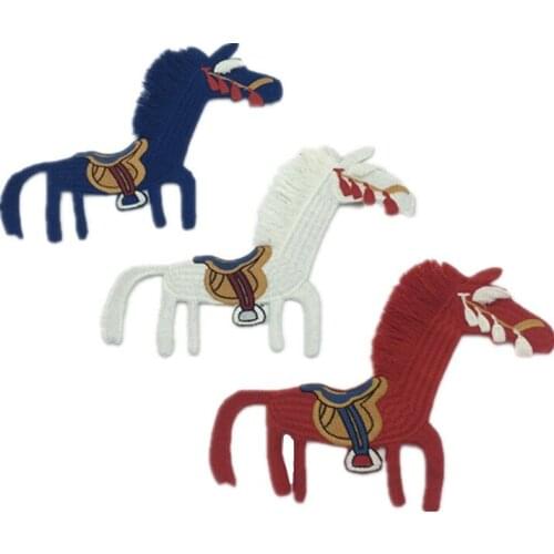 3D Activity Horsehair Blue White Horse Cartoon Patches Animal Embroidery Stickers Clothes Decoration Patches Matching Accessorie