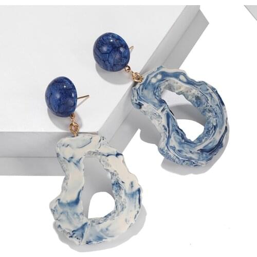 Creative Retro Acrylic Resin Earrings Geometric Exaggeration Hollow Irregular Personality Fashion Earrings for Women
