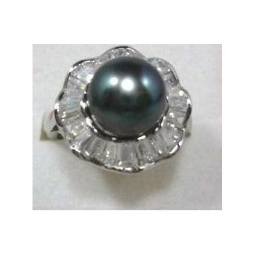 Charming! 12MM Black Shell Pearl Ring 7 8 9>jewerly free shipping