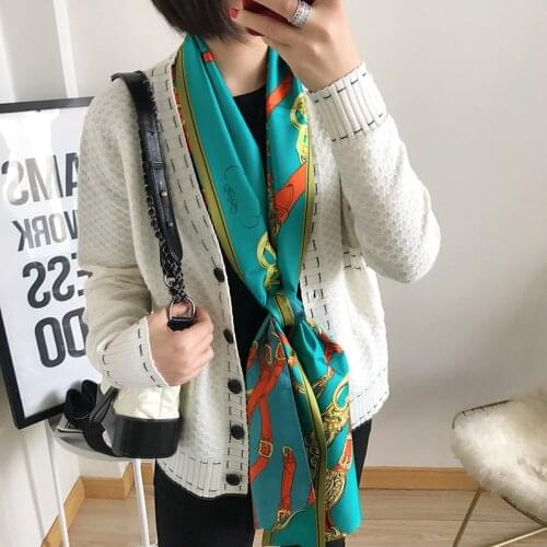 Luxury Long 100% Silk Scarf Neckerchief 2019 Spring Fashion Accessories