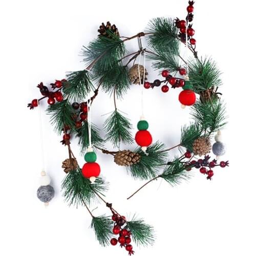 Christmas Wreath Ornaments With Pinecones Red Berries Pine Stems Door Hanging Fireplace Wall Christmas Decoration Christmas Gift