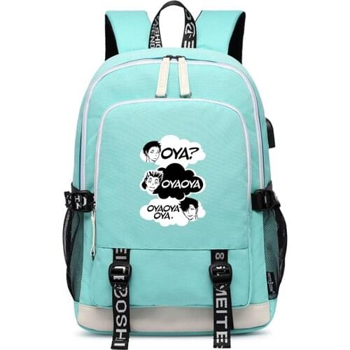 High Quality Anime School Bags Haikyuu VBC Bookbag Oxford Travel Backpack Girls Hinata Shoyo Pink Schoolbag USB Laptop Bagpack