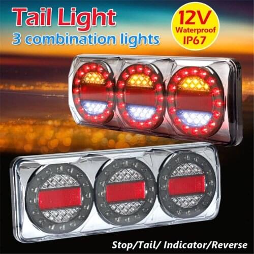 2Pcs Universal Trailer Truck LED Tail Lights Waterproof Stop Tail Indicator Reverse Turn Signal Light Lamp for Car Caravans Ute