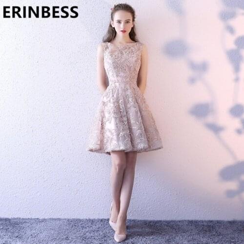 Vintage Champagne Beaded Short Mini Prom Dresses Vestido De Festa Cap Sleeve Sleeveless Luxury Short Party Gowns 2019