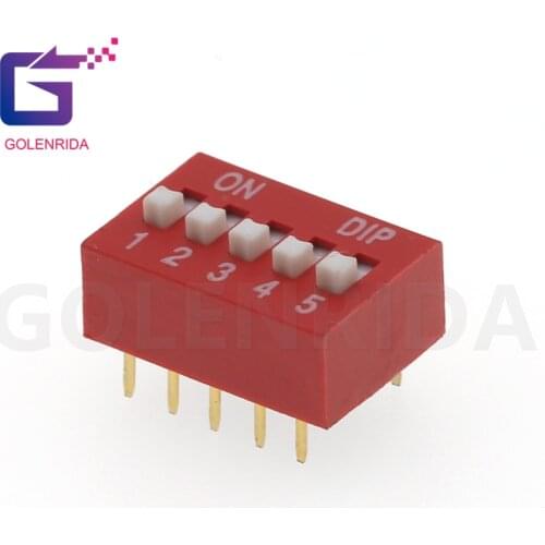 10PCS DIP Switch 5 bit Way 2.54mm Toggle Switch Red Snap Switch