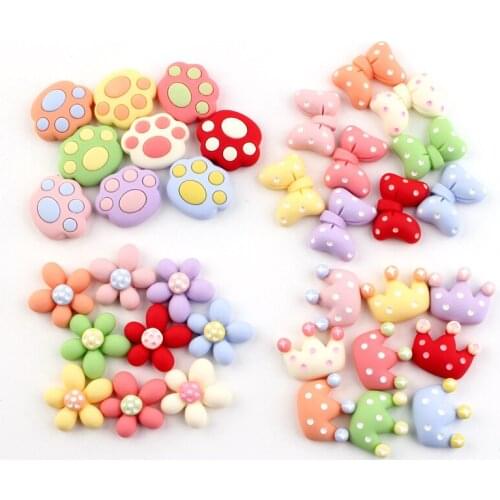 10pcs Mixed Resin kawaii cabochon flower crown charms bowknot bow tie pendant diy jewelry making for bracelet earrings necklace