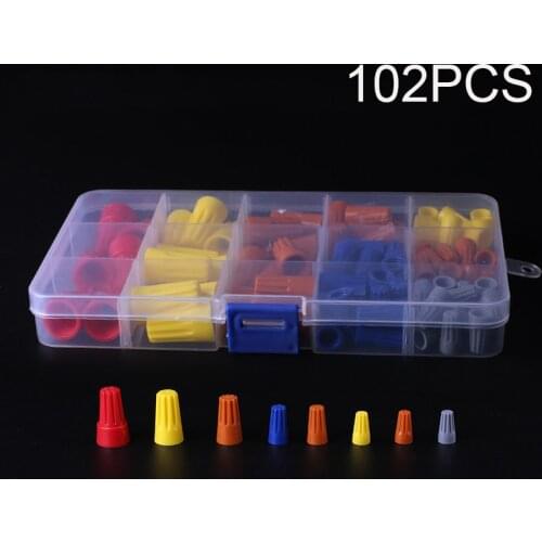 102Pcs Electrical Wire Connection Screw Twist Connector Cap w/ Spring Insert Assortment Kit Nut Spring Cap Terminal