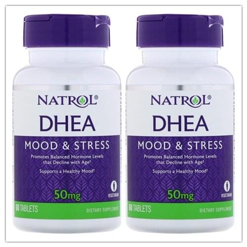 2pcs Natrol DHEA Mood & Stress 50 mg 60 Tablets Calcium Promote Balanced Hormone Levels That Decline With Age FREE SHIPPING