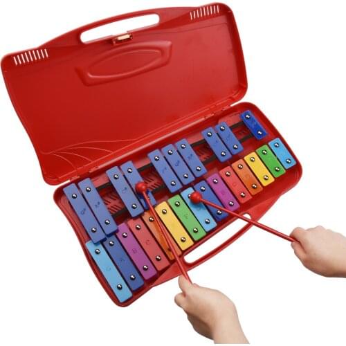 25 Notes Glockenspiel Xylophone Hand Knock Xylophone Percussion Rhythm Musical Educational Teaching Instrument Toy 2 Mallets