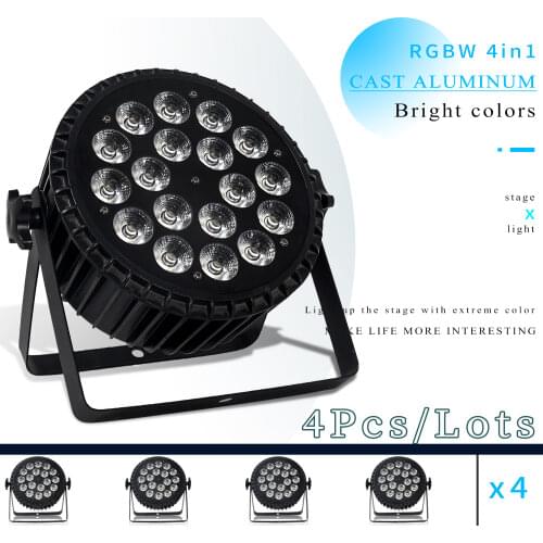4Pcs/lots 18pcs 18w RGBWA UV 6in1 LED Par Can Light 18x12w Flat Par Led DMX Stage Lighting Wedding DJ Disco Light