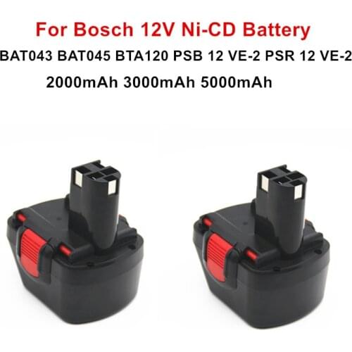 5000mAh 12V Ni-cd BAT043 Rechargeable Battery For BOSCH GSR 12 VE-2 GSB 12 VE-2 PSB 12 VE-2 BAT043 BAT045 BTA120 2607335430