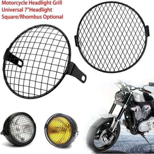 7 Inch Universal Motorcycle Headlight Protector Grille Guard Cover Metal Protection Mesh Grill Side Light Lamp Mount Cover