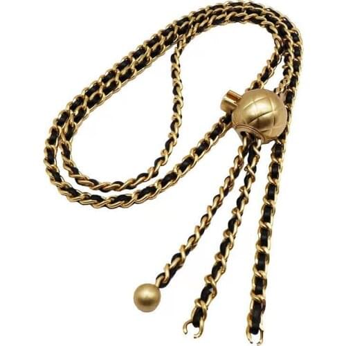 Bag Accessories Golden Bead Ball Shoulder Strap Bag Chain Accessory Wear Leather Thin Chain Adjustable Bag Chain Strap