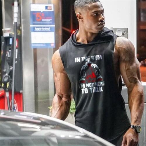 Brand Hooded clothing Gym Stringer Tank Top Mens Bodybuilding Singlet Tops Fitness Sleeveless Shirt Hoody Clothes Vest Men