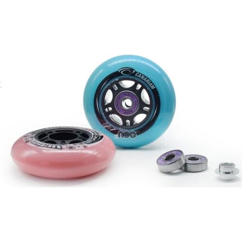 CARARIAM NEO Urban 80mm Roller Skates Wheel with 84A Pink Blue 80 Inline Skating Tyre for SEBA Slalom FSK Rodas ILQ-11 Bearing