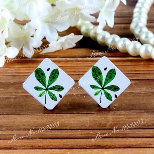 Flower Square Shape High Quality Photo Wood Laser Cut Cabochon to make Rings, Earrings, Bobby pin,Necklaces, Bracelets