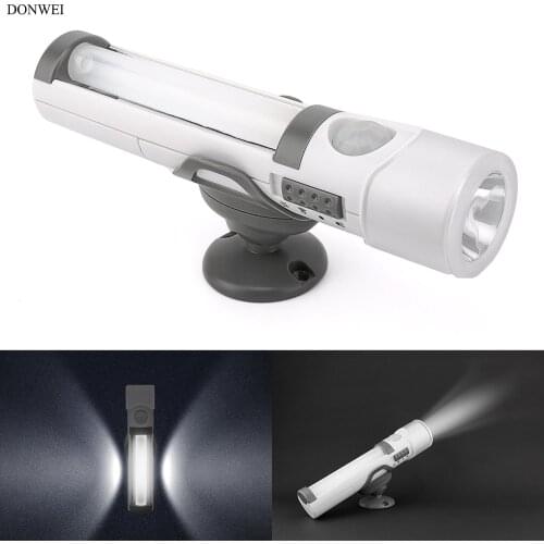DONWEI 2-in-1 Multifunction Portable LED Flashlight Battery Powered Auto On/Off IR Motion Sensor Night Light Emergency Lights