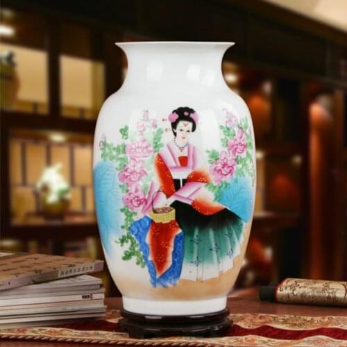 Jingdezhen hand painted porcelain vases Chinese Ancient Beauties Floor Vase Big Size Vase Home Furnishing Article Sitting Room