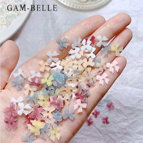 GAM-BELLE 50Pcs Mixed Style 3D Bows Design Nail Art Decorations Summer Nail Polish Ornament DIY Manicure Decals Accessories