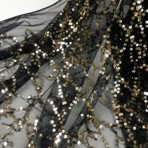GLace 1Y/Lot Fringed sequins fabric for dress wedding decoration sequin cloth DIY materila TX805
