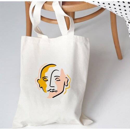Kpop Canvas Bag High Quality Reusable Shopping Bag Simple Casual Daily Use Handbag Shoulder Bags Women Hiphop Personality Print