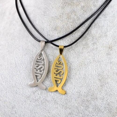 Jesus Fish Laser Cut Stainless Steel Pendant Necklace Catholic Christian Orthodox Fashion Religious Jewelry