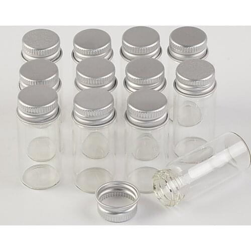 22*50*13mm 10ml Mini Glass Bottles With Metal Cap Empty Small Wishing Bottle Glass Vials Jars 100pcslot