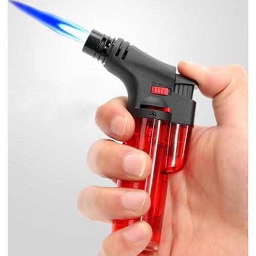 Refillable Butane Fuel Lighter High Jet Flame BBQ Kitchen Welding Torch Lighter Adjustable Blue Flame Windproof Ignition Tool