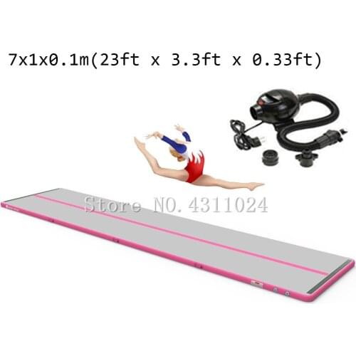 Inflatable Gymnastics Air Track Tumbling Mat Air Floor Mats with Pump 23 ft (length) x 3.3 ft (wide) x 0.33 ft (thick)