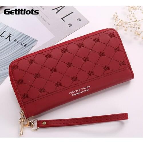 New Luxury Designer Wallets Women Long Crown Embroidery Thread Ladies Clutch Bag Multi-card Fashion Mobile Phone Money Bag Purse