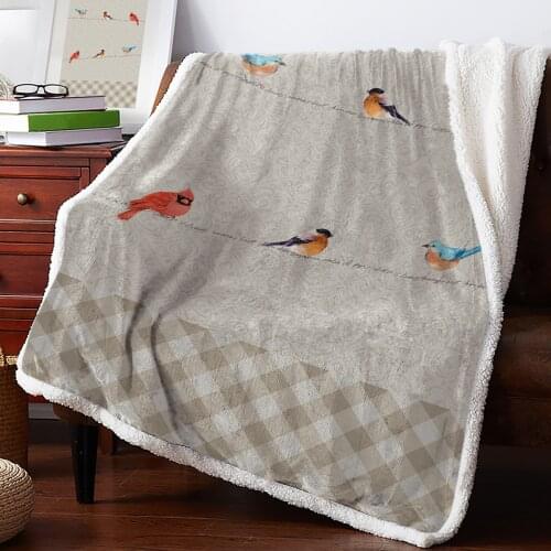 Idyllic Animal Watercolor Bird Throw Blanket Soft Fleece Blankets Winter Blanket Portable Picnic Blankets Bedclothes