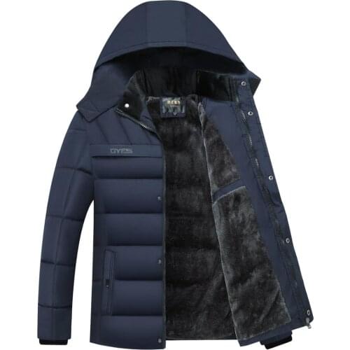Parka Winter Coat Men Hot Hooded Thicken Warm Mens Winter Jacket Windproof Fathers Casual Parka Outwear Male Overcoat,ZA300