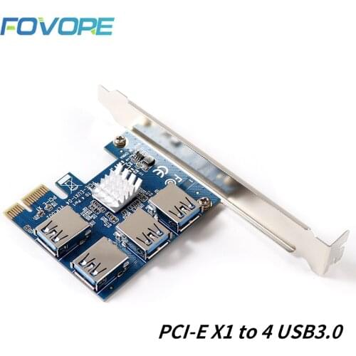 PCIE PCI-E PCI Express Riser Card 1x to 16x 1 to 4 USB 3.0 Slot Multiplier Hub Adapter For Bitcoin Mining Miner BTC Devices