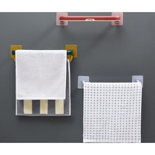 Punch-free Bathroom Double Towel Bar Bathroom Hanger Towel Rack Creative Folding Towel Rack Kitchen Bathroom Accessories