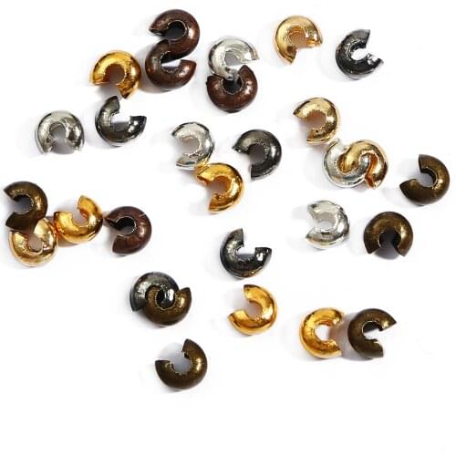 100Pcs Mix Color Half Round Ball Crimp End Beads Dia 3 4 5mm Stopper Spacer Beads For Diy Jewelry Making Findings Accessories