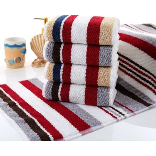 Drop ship Color stripe Face Towel 100% Cotton 34 * 74cm Soft Towel Terry Absorbent washcloths Home Kitchen Tea Towels 2pcs
