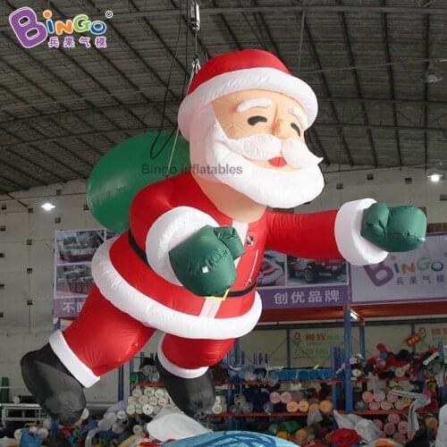 Customized 3M Inflatable Christmas Santa With Green Bag For Xmas Party Home Yard Art Decoration